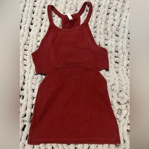 Free people fp movement red high nick cutout ribbed yoga tank